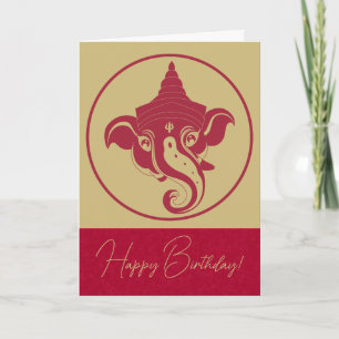 Cartão De Festividades Crie seu próprio Red & Dourado Ganesh