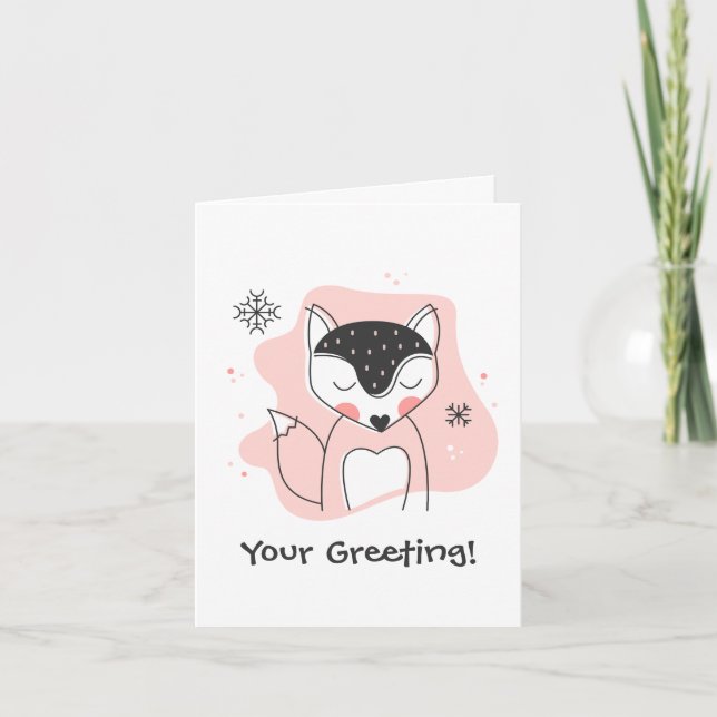 Cartão De Festividades Crie Seu Próprio Retro Fox Orange Christmas (Frente)