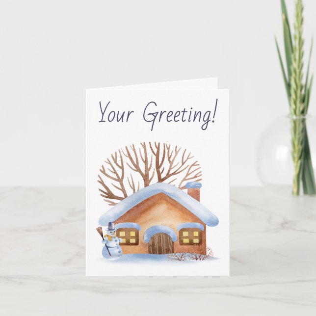 Cartão De Festividades Crie seu próprio Snowman Angel para o Natal (Frente)