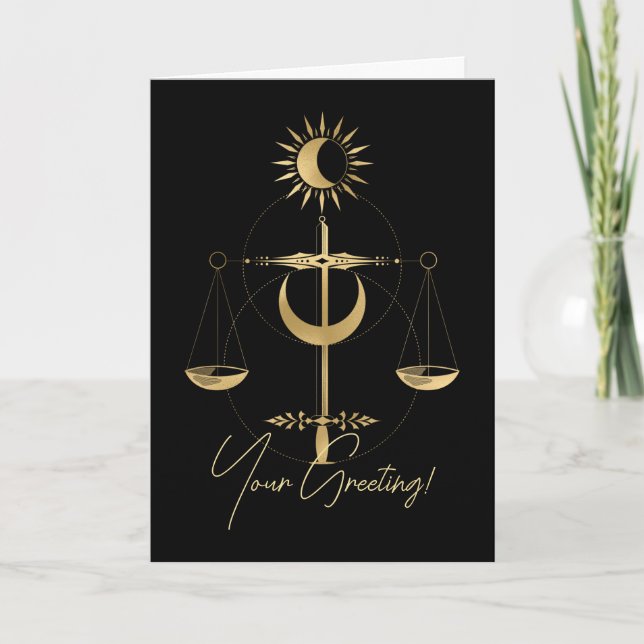 Cartão De Festividades Crie Seu Próprio Tarot Arcanjo da Justiça Dourado (Frente)