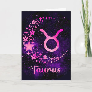 Cartão De Festividades Crie Seu Próprio Taurus Celestial Roxo Zodiac