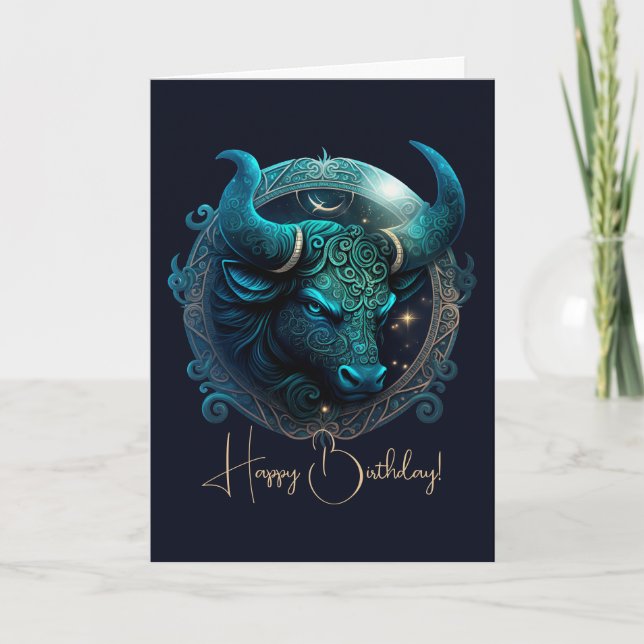 Cartão De Festividades Crie seu próprio Taurus Celestial Zodiac (Frente)