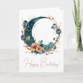 Cartão De Festividades Crie Seu Próprio Teal Boho E Pessegueiro Floral