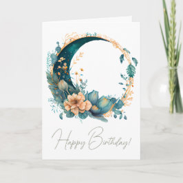 Cartão De Festividades Crie seu próprio Teal e Pêssego Floral