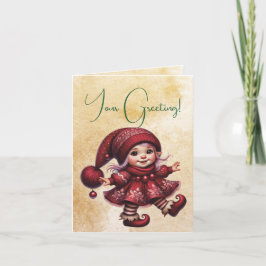 Cartão De Festividades Crie seus Natais vintages caminhando Gnome