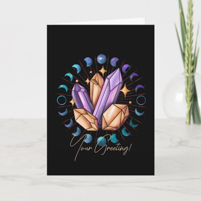 Cartão De Festividades Crie seus próprios cristais e fases da lua (Frente)