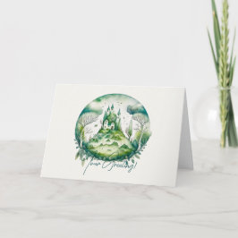 Cartão De Festividades Crie sua paisagem no Castelo de Fantasia Verde