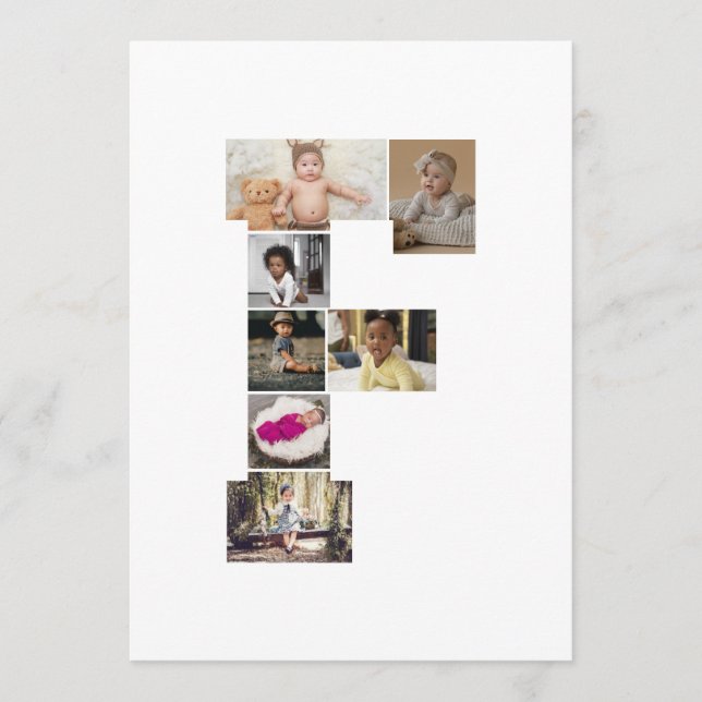 Cartão De Festividades Crie Sua Própria Colagem de Fotos com a Letra F (Frente)