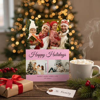 Cartão De Festividades Crie Sua Própria Colagem de Fotos Fundo Roxo