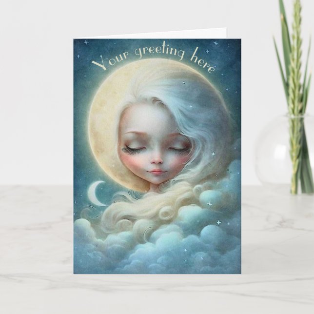 Cartão De Festividades Crie sua própria Deusa do Sonho da Lua (Frente)