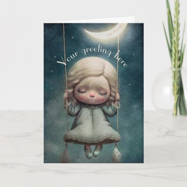 Cartão De Festividades Crie sua própria garota bonita sonhando em um bala (Frente)