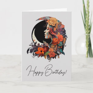 Cartão De Festividades Crie Sua Própria Lua Floral Colorida