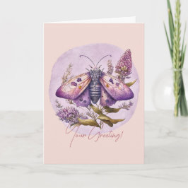 Cartão De Festividades Crie sua própria mariposa roxa e flores silvestres