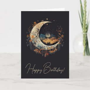 Cartão De Festividades Crie sua própria paisagem da Lua Crescente do Boho