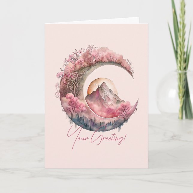 Cartão De Festividades Crie Sua Própria Paisagem de Lua com Flor de Cerej (Frente)