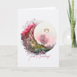 Cartão De Festividades Crie sua própria paisagem de lua rosa