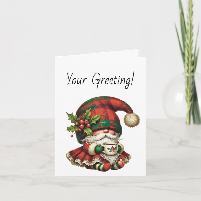 Cartão De Festividades Crie sua Xadrez de Natal Chá (Frente)