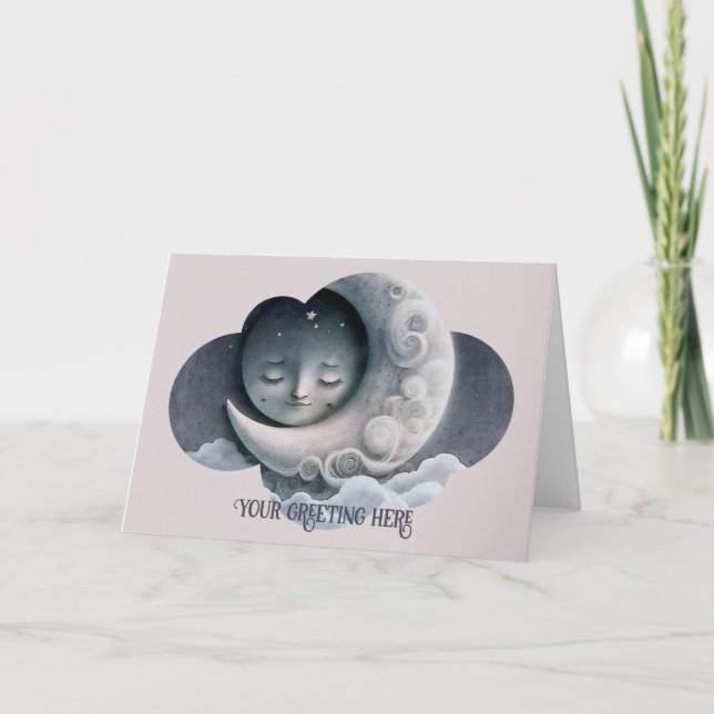 Cartão De Festividades Crie suas próprias luas pacíficas em nuvens (Frente)