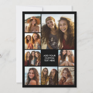 Cartão De Festividades Crie uma Colagem Personalizada de 8 Fotos - Preto