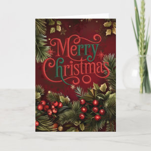 Cartão De Festividades Crimson Merry Christmas Garland