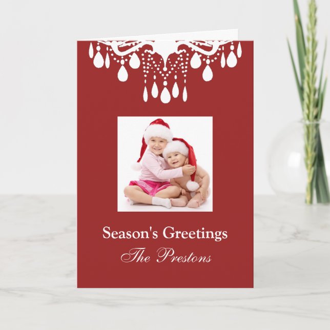 Cartão De Festividades Cristais de Feriado (vermelho) (Frente)