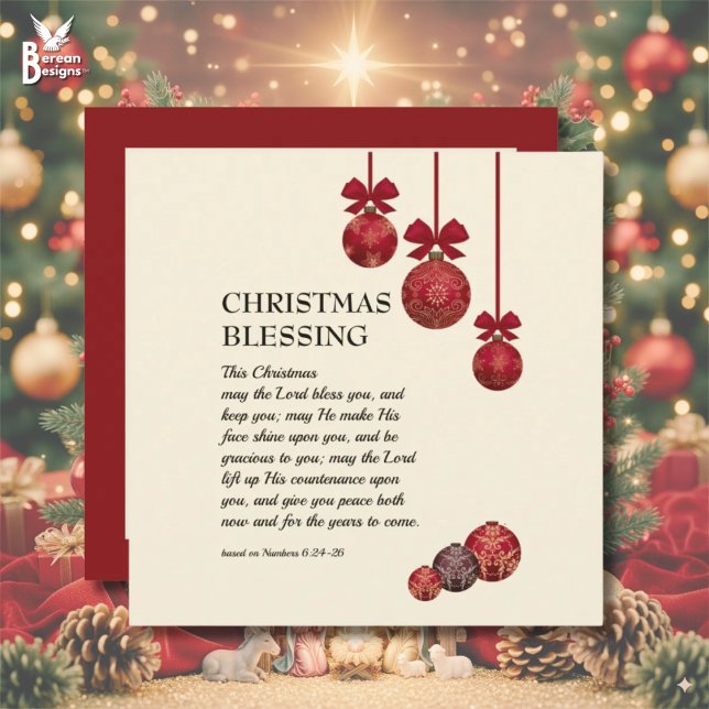 Cartão De Festividades cristão | QUE O SENHOR O ABENÇOE | Natal (Festive CHRISTMAS BLESSING greeting card based on Numbers 6)
