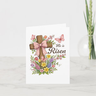Cartão De Festividades Cristianismo - Ele Ressuscitou Cruz Floral Religio