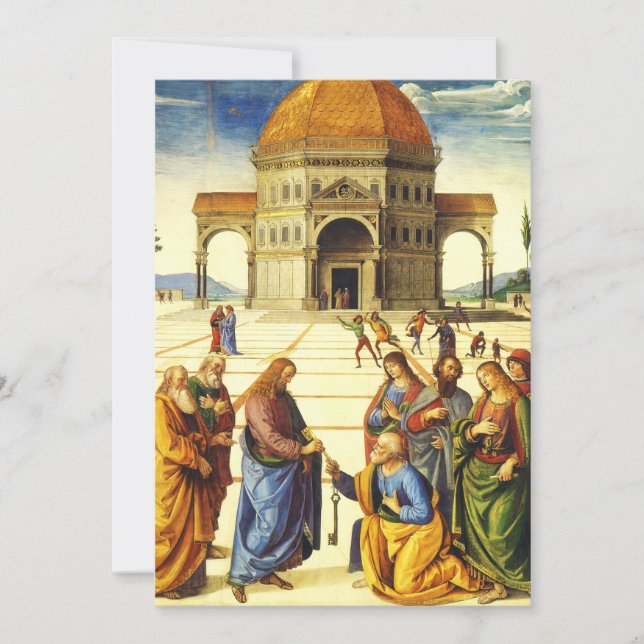 Cartão De Festividades Cristo dando as teclas ao Santo Peter (Frente)