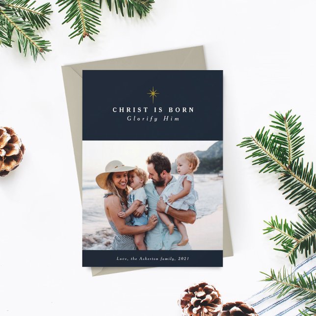 Cartão De Festividades Cristo é Nascer Glorificá-lo no Natal religioso (Criador carregado)