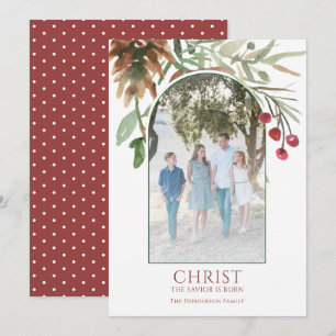Cartão De Festividades Cristo é Nascido Vermelho Natal Religioso