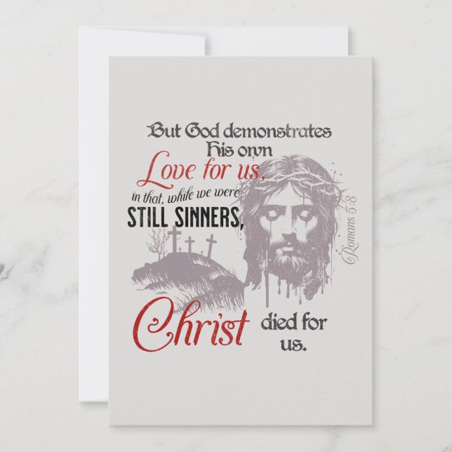 Cartão De Festividades Cristo faleceu para nós, romanos 5:8 (Frente)