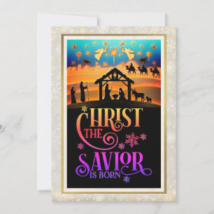 Cartão De Festividades "Cristo O Salvador Nasceu" Natal Natividade