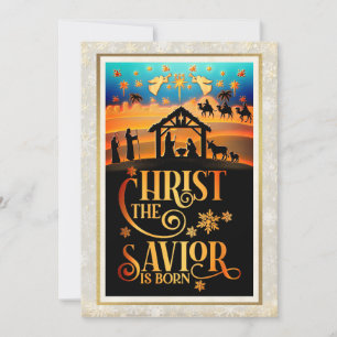 Cartão De Festividades "Cristo O Salvador Nasceu" Natal Natividade