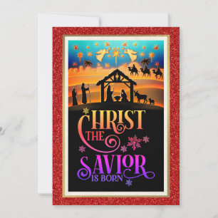 Cartão De Festividades "Cristo O Salvador Nasceu" Natal Natividade