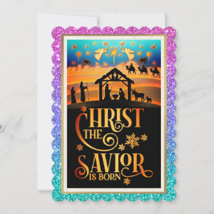 Cartão De Festividades "Cristo O Salvador Nasceu" Natal Natividade