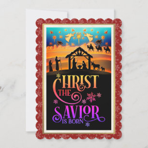 Cartão De Festividades "Cristo O Salvador Nasceu" Natal Natividade