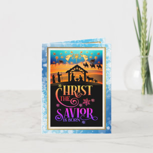Cartão De Festividades "Cristo O Salvador Nasceu" Natal Natividade