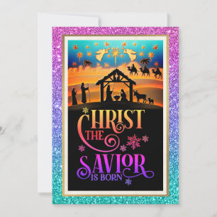 Cartão De Festividades "Cristo O Salvador Nasceu" Natal Natividade