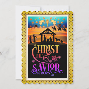 Cartão De Festividades "Cristo O Salvador Nasceu" Natal Natividade