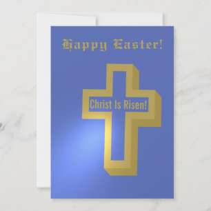 Cartão De Festividades Cristo Ressuscitou Cruz Cristã Dourada Feliz Pásco