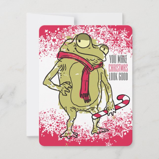 Cartão De Festividades Crochet de confecção de malhas do lenço do sapo (Frente)