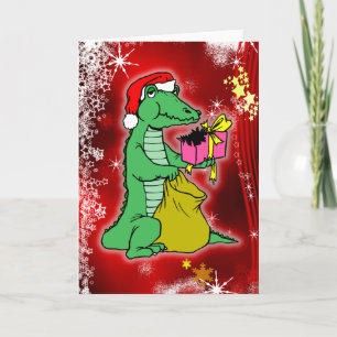 Cartão De Festividades Crocodilo de Natal