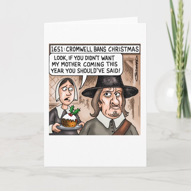 Cartão De Festividades Cromwell proíbe o Natal (Frente)