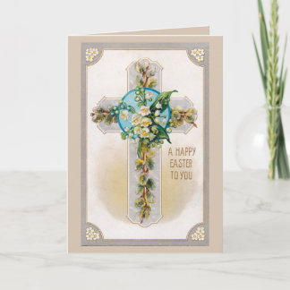 Cartão De Festividades Cross with Flowers Easter Greeting Card