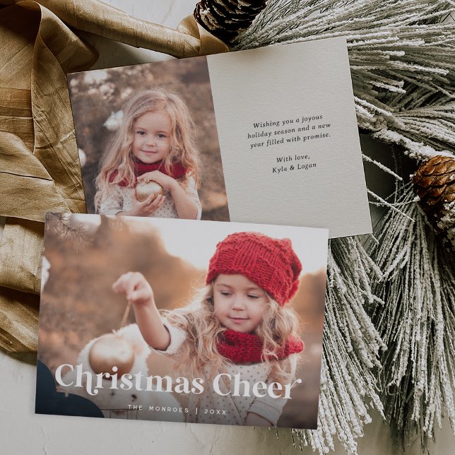 Cartão De Festividades Cru | Natal Cheer Duas Foto (Criador carregado)