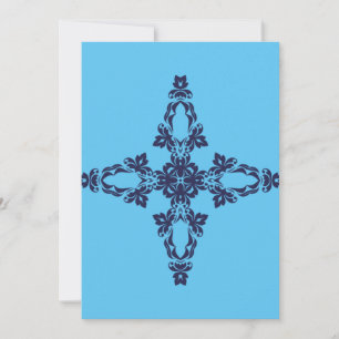Cartão De Festividades Cruz Cristã com Ornamento Azul
