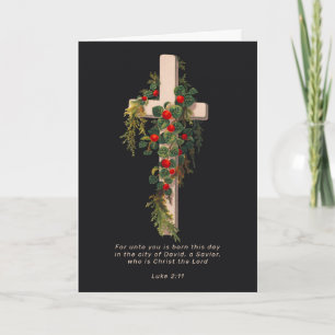 Cartão De Festividades Cruz de Natal Religiosa e Escritura
