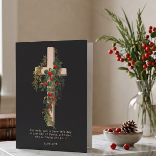 Cartão De Festividades Cruz de Natal Religiosa e Escritura