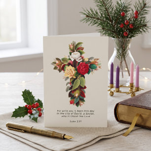 Cartão De Festividades Cruz de Natal Religiosa e Escritura