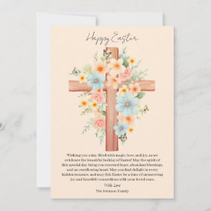 Cartão De Festividades Cruz de Páscoa Aquarela Personalizada